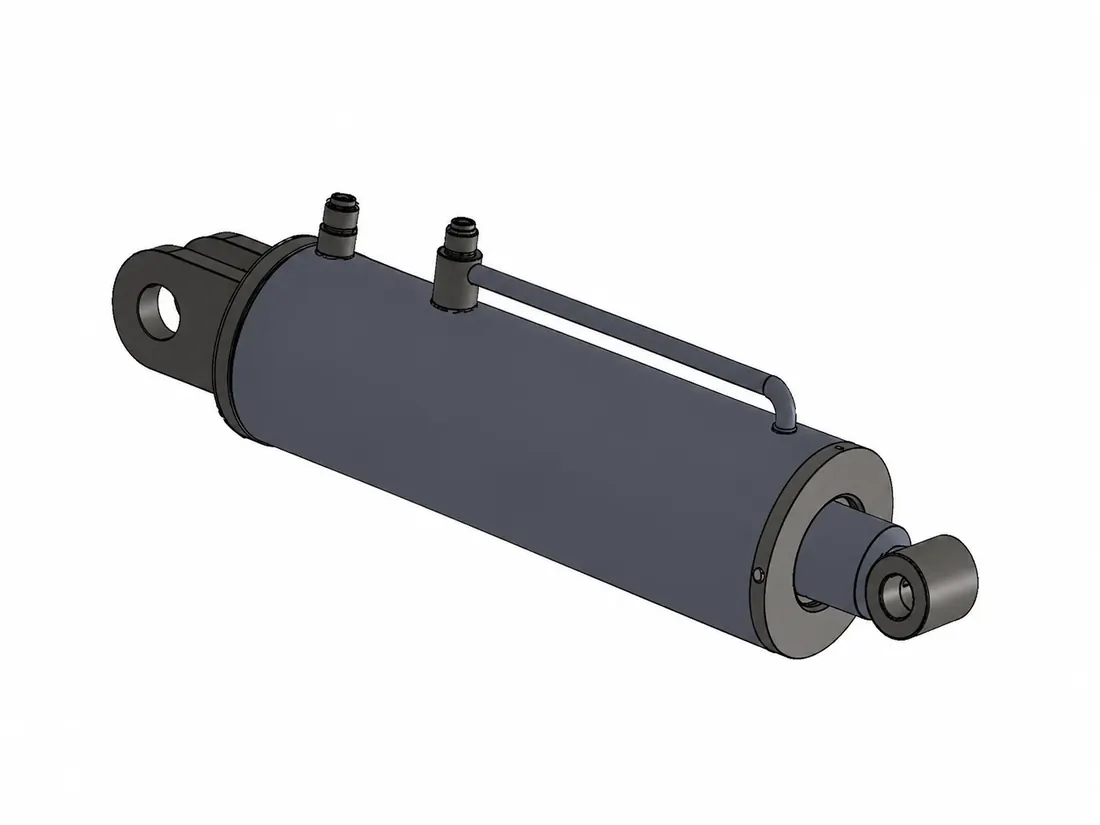 Desenho técnico de atuador hidráulico com cotas de curso e diâmetro